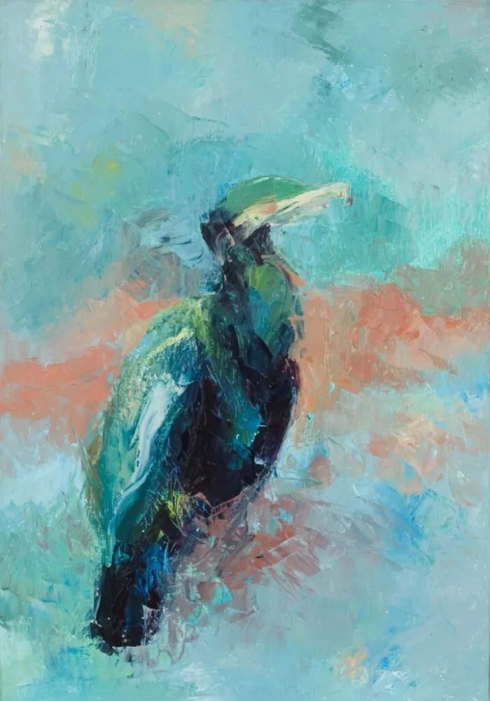Kormoran - olej, oryginał 100×70 cm
