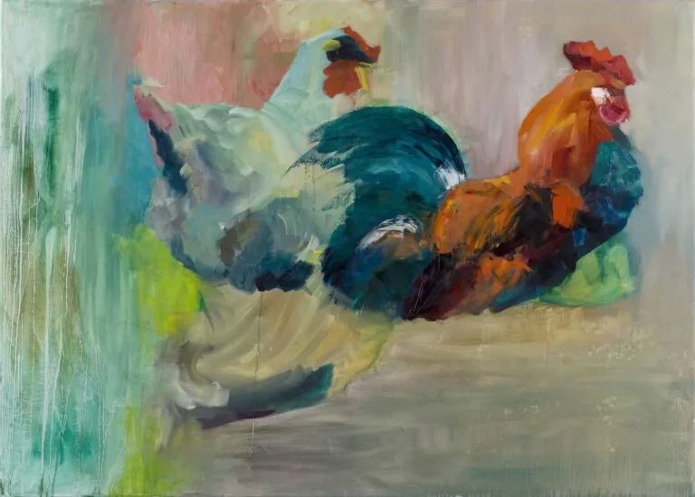 Kogut i kura - olej, oryginał 140×100 cm
