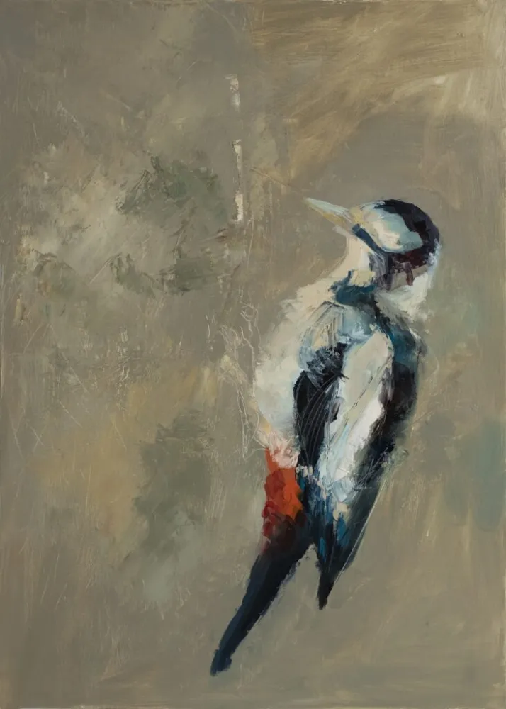 Dzięcioł - olej, oryginał 70×100 cm