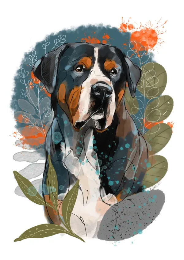 Cyfrowy portret rasy- duży szwajcarski pies pasterski