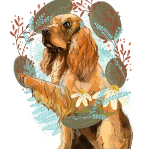 cyfrowy portret rasy- cocker spaniel łapka