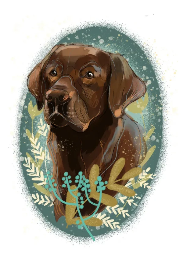 Cyfrowy portret rasy- labrador czekoladowy