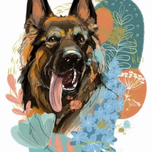 cyfrowy portret rasy- owczarek niemiecki długowłosy