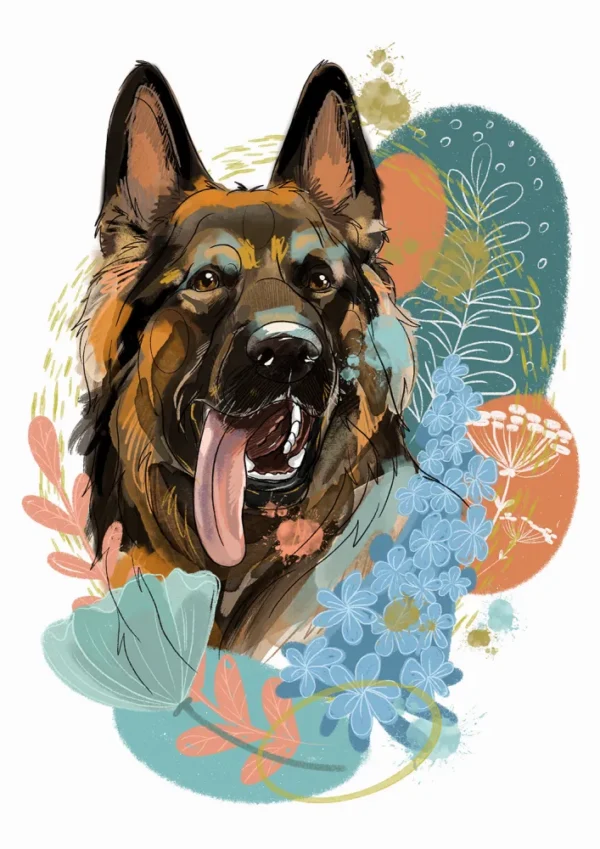 Cyfrowy portret rasy- owczarek niemiecki długowłosy