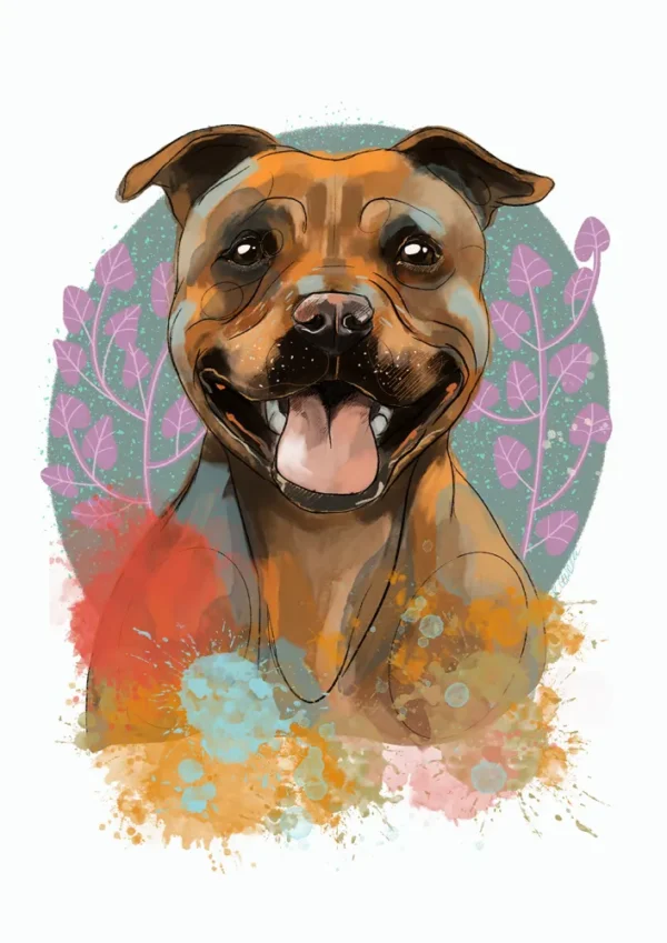 Cyfrowy portret rasy- staffordshire bull terrier