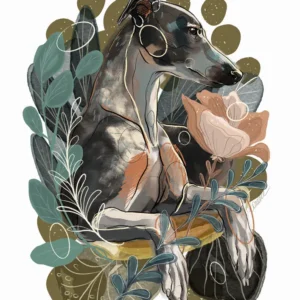 cyfrowy portret rasy- whippet