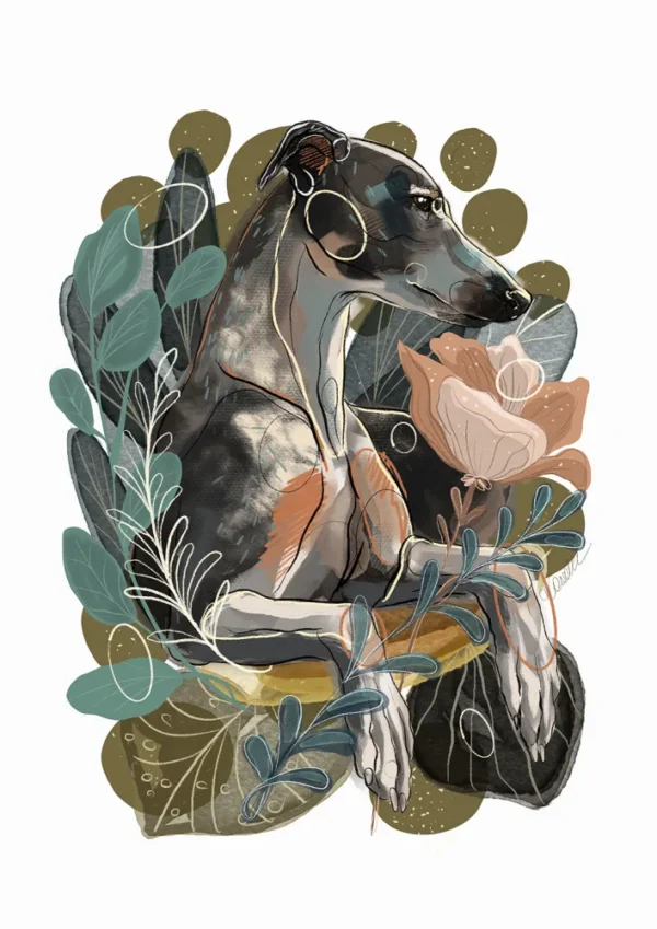 Cyfrowy portret rasy- whippet