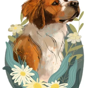 cyfrowy portret rasy-  spaniel bretoński