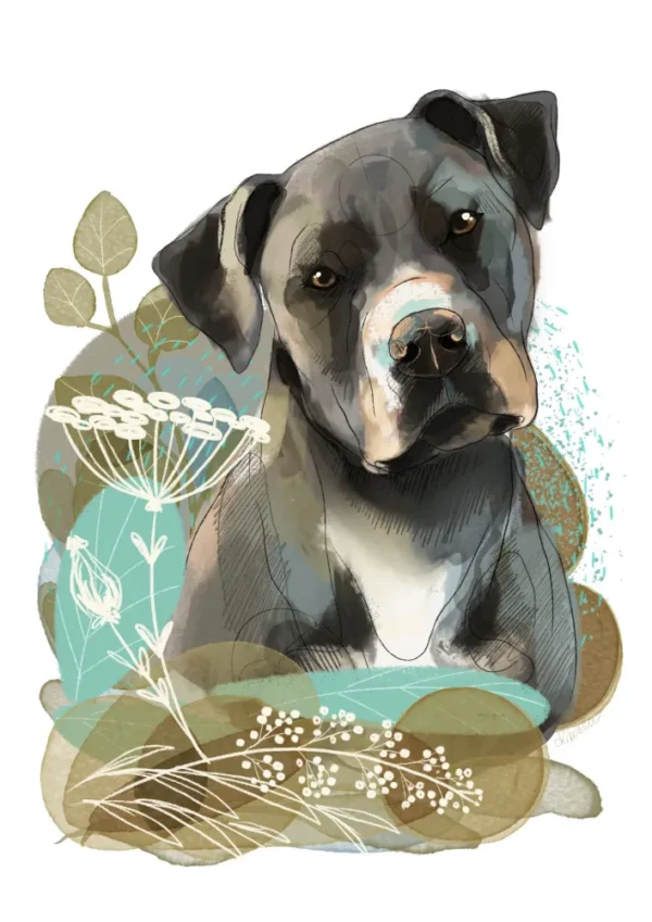 Cyfrowy portret rasy- amstaff
