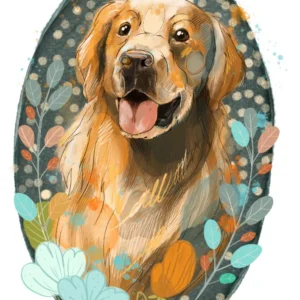 cyfrowy portret rasy-  golden retriever