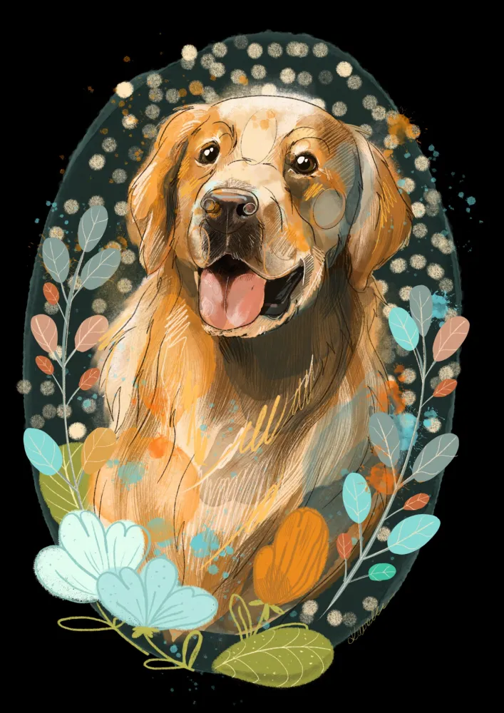cyfrowy portret rasy- golden retriever - Image 2