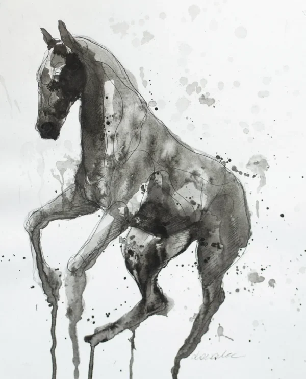 Koń - tusz, oryginał 24×30 cm