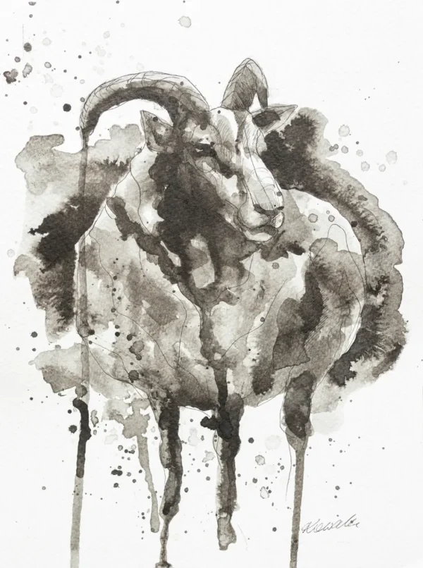 Kozioł - tusz, oryginał 18×24 cm