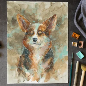 Corgi (E 42) grafika 24 cm x 32 cm