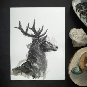 Jeleń (H 25), grafika 24 cm x 32 cm