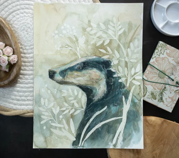 Borsuk - akwarela, oryginał 24×32 cm