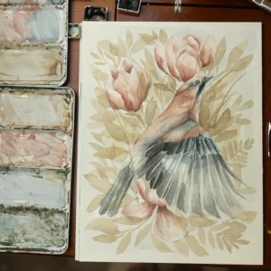 Kwiecista sójka, 24 cm x 32 cm