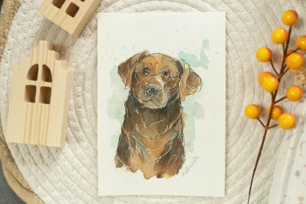 Labrador - akwarela, oryginał 12,5×18 cm