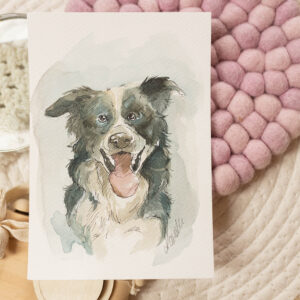 Border collie - akwarela, oryginał 12,5×18 cm