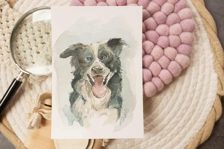 Border collie - akwarela, oryginał 12,5×18 cm