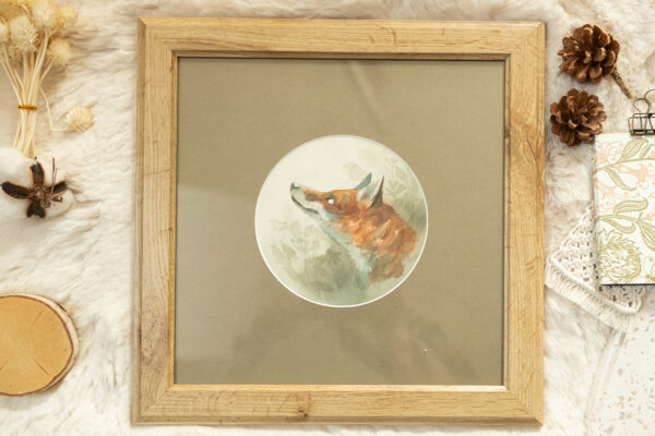 Lis - akwarela, oryginał w oprawie 30 x 30 cm